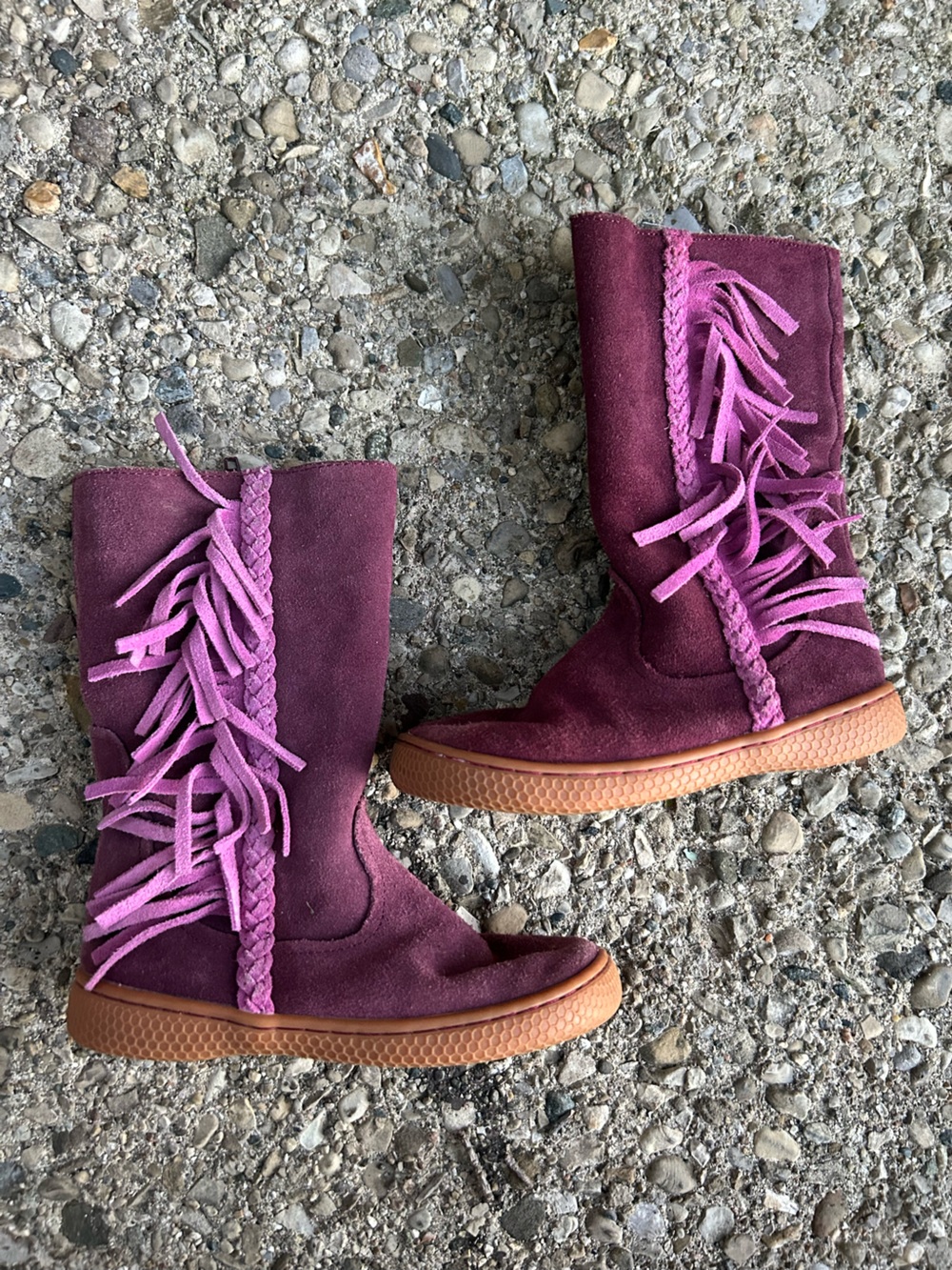 Livie & Luca Kids Purple Suede Fringe Boots Girls Size 11